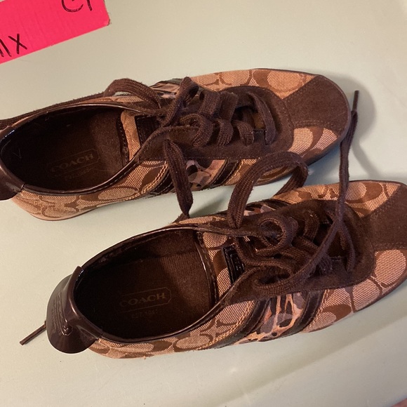 Brown and Tan Leopard Coach Sneakers Size 6 - Picture 2 of 6